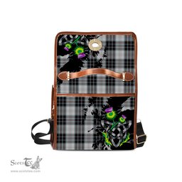 ScotsTee Shop Scottish MacRae Dress Clan Tartan Canvas Bag Celtic Knot and Thistle with Scotland Map Bag