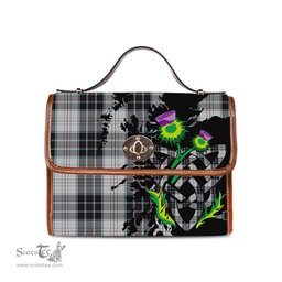 ScotsTee Shop Scottish MacRae Dress Clan Tartan Canvas Bag Celtic Knot and Thistle with Scotland Map Bag