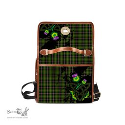 ScotsTee Shop Scottish MacLamroc Clan Tartan Canvas Bag Celtic Knot and Thistle with Scotland Map Bag