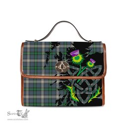 ScotsTee Shop Scottish MacDowall Clan Tartan Canvas Bag Celtic Knot and Thistle with Scotland Map Bag