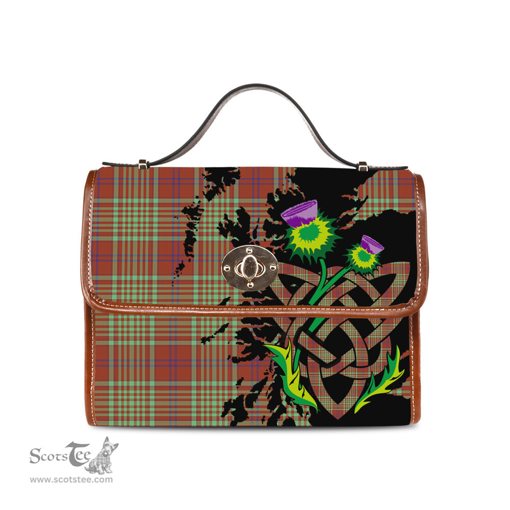 ScotsTee Shop Scottish MacGillivray Hunting Ancient Clan Tartan Canvas Bag Celtic Knot and Thistle with Scotland Map Bag