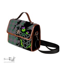 ScotsTee Shop Scottish MacFarlane Hunting Ancient Clan Tartan Canvas Bag Celtic Knot and Thistle with Scotland Map Bag