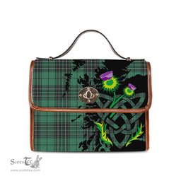 ScotsTee Shop Scottish MacLean Hunting Ancient Clan Tartan Canvas Bag Celtic Knot and Thistle with Scotland Map Bag