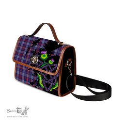 ScotsTee Shop Scottish Parker Clan Tartan Canvas Bag Celtic Knot and Thistle with Scotland Map Bag