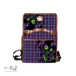 ScotsTee Shop Scottish Parker Clan Tartan Canvas Bag Celtic Knot and Thistle with Scotland Map Bag