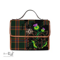 ScotsTee Shop Scottish Moran Family Ubique Clan Tartan Canvas Bag Celtic Knot and Thistle with Scotland Map Bag