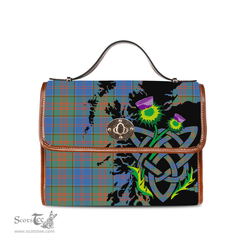 ScotsTee Shop Scottish Stewart of Appin Hunting Ancient Clan Tartan Canvas Bag Celtic Knot and Thistle with Scotland Map Bag