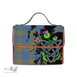 ScotsTee Shop Scottish Stewart of Appin Hunting Ancient Clan Tartan Canvas Bag Celtic Knot and Thistle with Scotland Map Bag