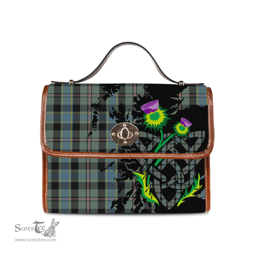 ScotsTee Shop Scottish Ogilvie (Ogilvy) Hunting Clan Tartan Canvas Bag Celtic Knot and Thistle with Scotland Map Bag