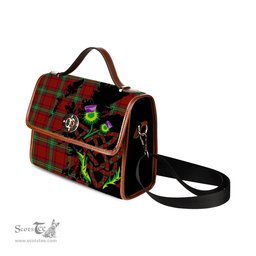ScotsTee Shop Scottish Seton Clan Tartan Canvas Bag Celtic Knot and Thistle with Scotland Map Bag
