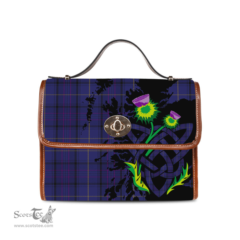 ScotsTee Shop Scottish Payne Clan Tartan Canvas Bag Celtic Knot and Thistle with Scotland Map Bag