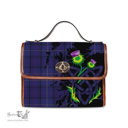 ScotsTee Shop Scottish Payne Clan Tartan Canvas Bag Celtic Knot and Thistle with Scotland Map Bag
