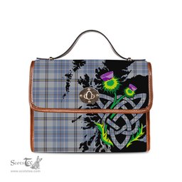 ScotsTee Shop Scottish Tweedie Clan Tartan Canvas Bag Celtic Knot and Thistle with Scotland Map Bag