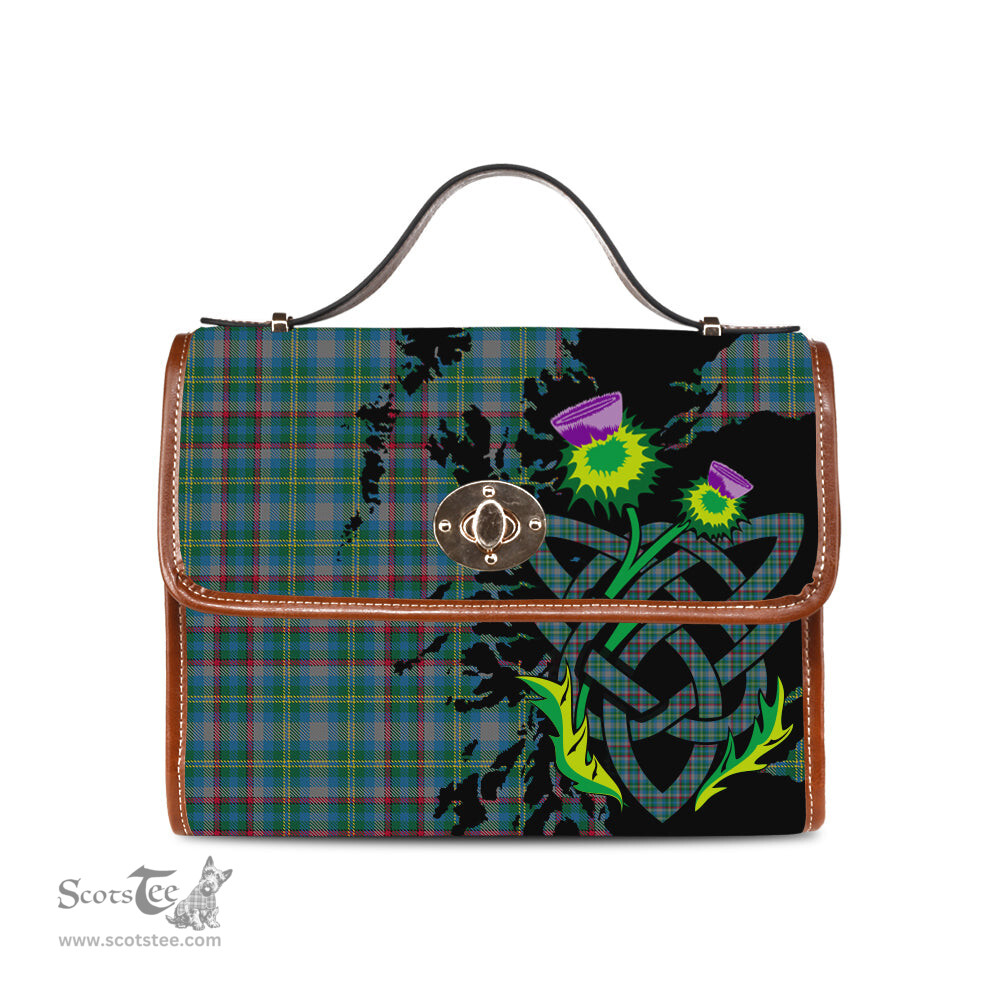 ScotsTee Shop Scottish Penman Clan Tartan Canvas Bag Celtic Knot and Thistle with Scotland Map Bag