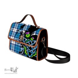 ScotsTee Shop Scottish Roberton Clan Tartan Canvas Bag Celtic Knot and Thistle with Scotland Map Bag