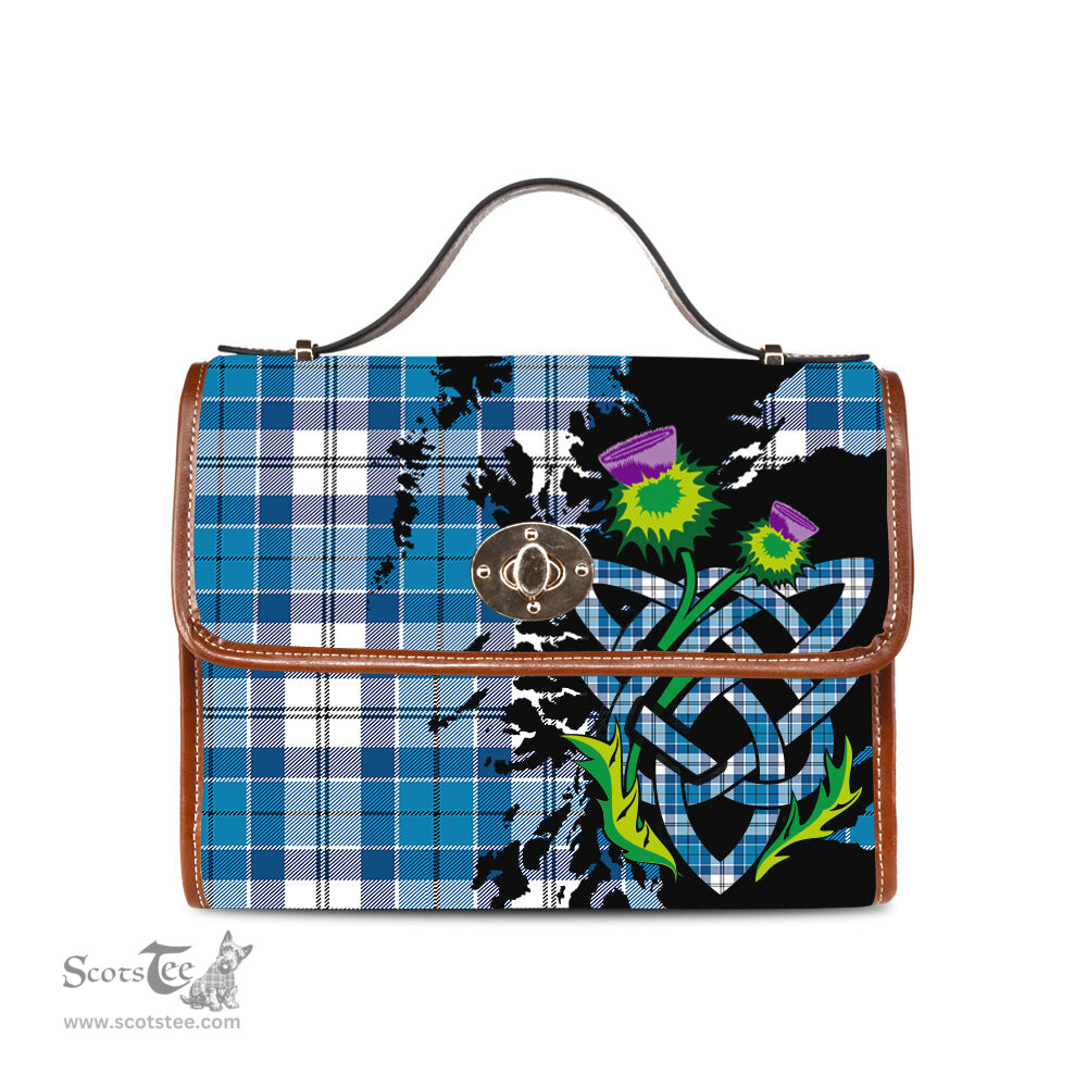 ScotsTee Shop Scottish Roberton Clan Tartan Canvas Bag Celtic Knot and Thistle with Scotland Map Bag