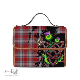 ScotsTee Shop Scottish Warden Clan Tartan Canvas Bag Celtic Knot and Thistle with Scotland Map Bag