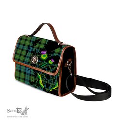 ScotsTee Shop Scottish Rollo Ancient Clan Tartan Canvas Bag Celtic Knot and Thistle with Scotland Map Bag