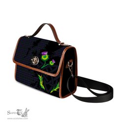 ScotsTee Shop Scottish Pride Clan Tartan Canvas Bag Celtic Knot and Thistle with Scotland Map Bag