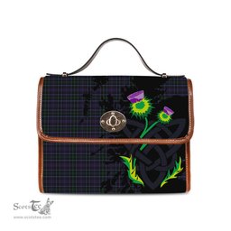 ScotsTee Shop Scottish Pride Clan Tartan Canvas Bag Celtic Knot and Thistle with Scotland Map Bag