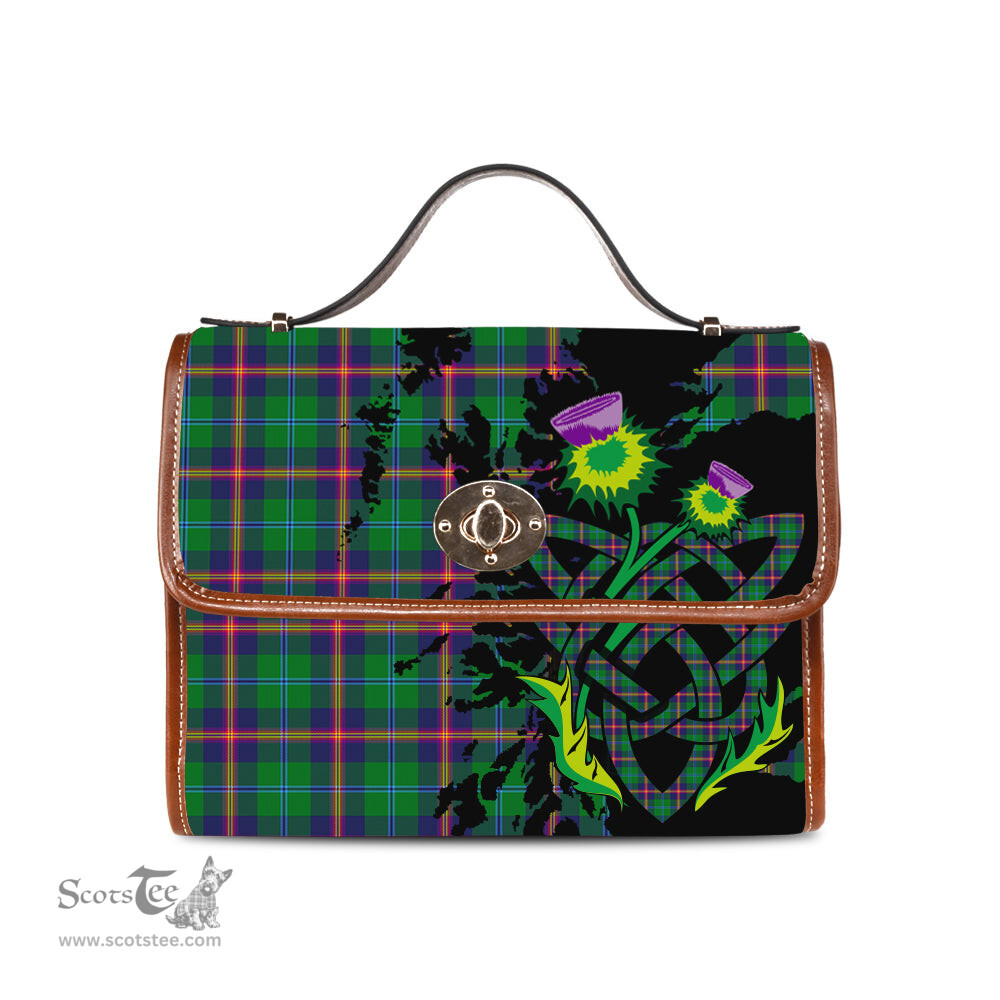 ScotsTee Shop Scottish Young Modern Clan Tartan Canvas Bag Celtic Knot and Thistle with Scotland Map Bag