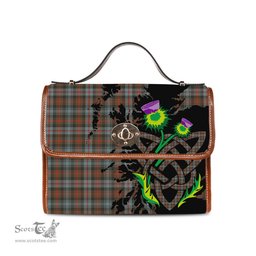 ScotsTee Shop Scottish Murray of Atholl Weathered Clan Tartan Canvas Bag Celtic Knot and Thistle with Scotland Map Bag