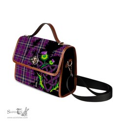 ScotsTee Shop Scottish Regan Clan Tartan Canvas Bag Celtic Knot and Thistle with Scotland Map Bag