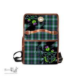 ScotsTee Shop Scottish Porteous Clan Tartan Canvas Bag Celtic Knot and Thistle with Scotland Map Bag