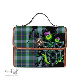 ScotsTee Shop Scottish Porteous Clan Tartan Canvas Bag Celtic Knot and Thistle with Scotland Map Bag