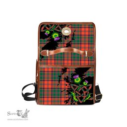 ScotsTee Shop Scottish Stewart of Appin Ancient Clan Tartan Canvas Bag Celtic Knot and Thistle with Scotland Map Bag