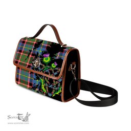 ScotsTee Shop Scottish Norvel Clan Tartan Canvas Bag Celtic Knot and Thistle with Scotland Map Bag