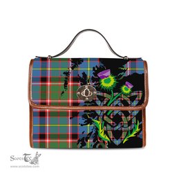 ScotsTee Shop Scottish Norvel Clan Tartan Canvas Bag Celtic Knot and Thistle with Scotland Map Bag