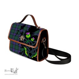 ScotsTee Shop Scottish Sinclair Hunting Modern Clan Tartan Canvas Bag Celtic Knot and Thistle with Scotland Map Bag