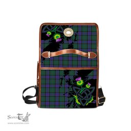 ScotsTee Shop Scottish Sinclair Hunting Modern Clan Tartan Canvas Bag Celtic Knot and Thistle with Scotland Map Bag