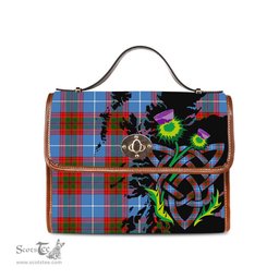 ScotsTee Shop Scottish Preston Clan Tartan Canvas Bag Celtic Knot and Thistle with Scotland Map Bag