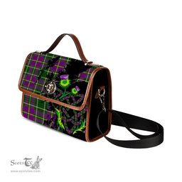 ScotsTee Shop Scottish Taylor Clan Tartan Canvas Bag Celtic Knot and Thistle with Scotland Map Bag