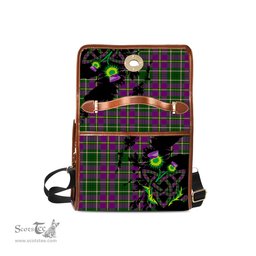 ScotsTee Shop Scottish Taylor Clan Tartan Canvas Bag Celtic Knot and Thistle with Scotland Map Bag