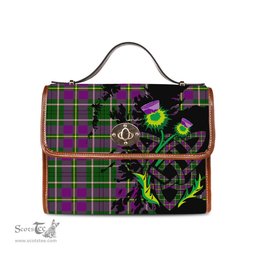 ScotsTee Shop Scottish Taylor Clan Tartan Canvas Bag Celtic Knot and Thistle with Scotland Map Bag