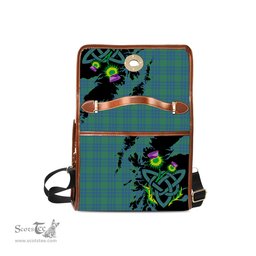 ScotsTee Shop Scottish Montgomery Ancient Clan Tartan Canvas Bag Celtic Knot and Thistle with Scotland Map Bag