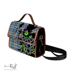 ScotsTee Shop Scottish Napier Ancient Clan Tartan Canvas Bag Celtic Knot and Thistle with Scotland Map Bag