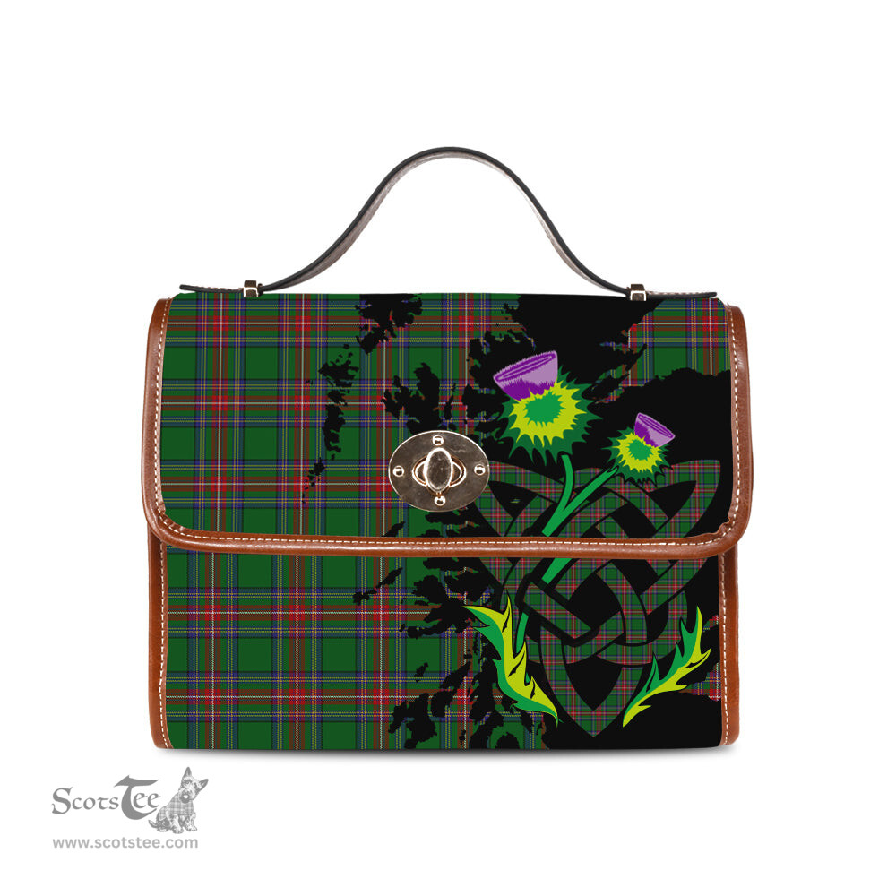 ScotsTee Shop Scottish Sillars Clan Tartan Canvas Bag Celtic Knot and Thistle with Scotland Map Bag