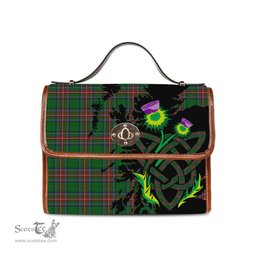 ScotsTee Shop Scottish Sillars Clan Tartan Canvas Bag Celtic Knot and Thistle with Scotland Map Bag