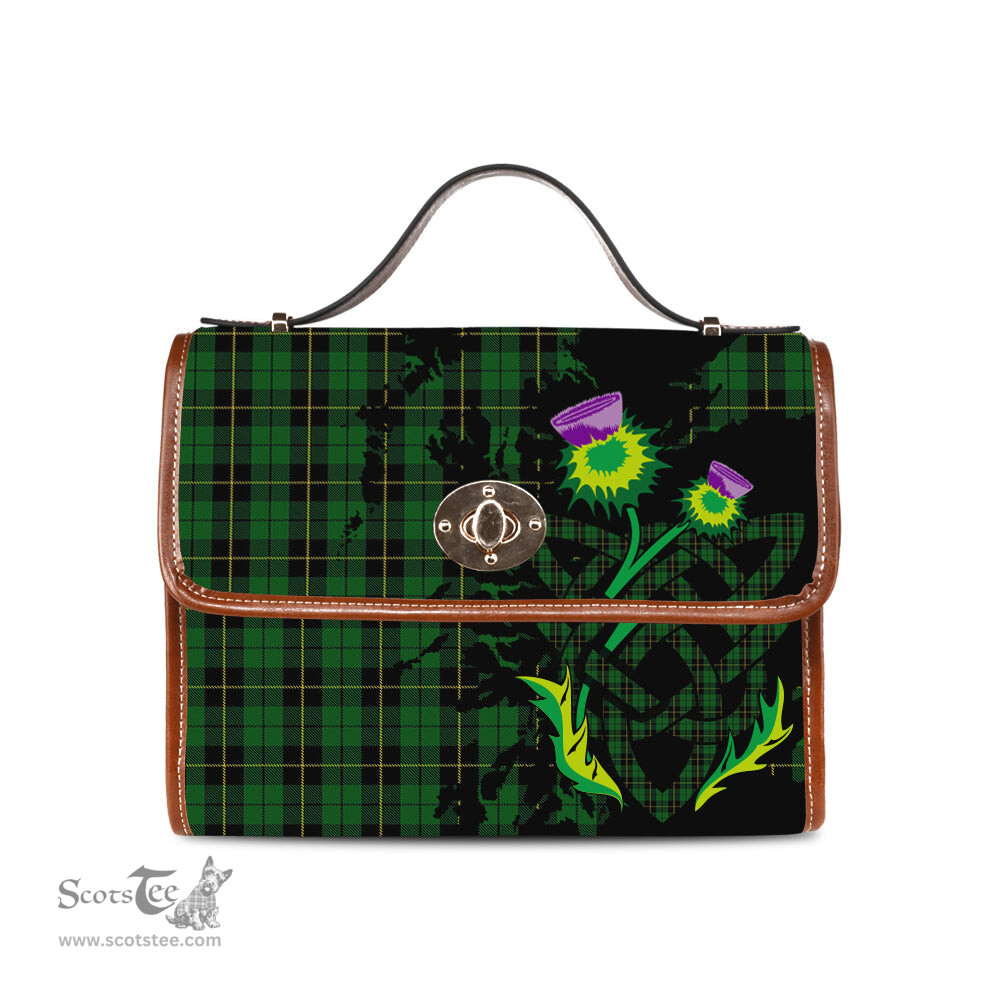 ScotsTee Shop Scottish Wallace Hunting Clan Tartan Canvas Bag Celtic Knot and Thistle with Scotland Map Bag
