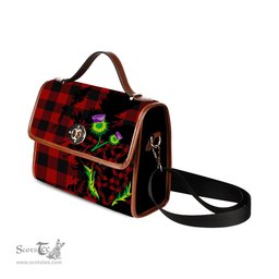 ScotsTee Shop Scottish Rob Roy Macgregor Clan Tartan Canvas Bag Celtic Knot and Thistle with Scotland Map Bag
