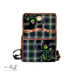 ScotsTee Shop Scottish Murray of Atholl Dress Clan Tartan Canvas Bag Celtic Knot and Thistle with Scotland Map Bag