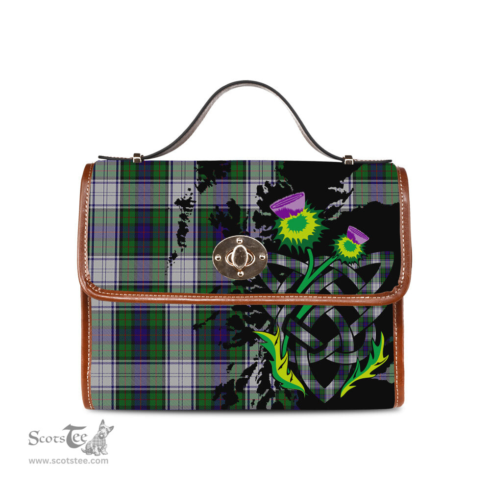 ScotsTee Shop Scottish Murray of Atholl Dress Clan Tartan Canvas Bag Celtic Knot and Thistle with Scotland Map Bag