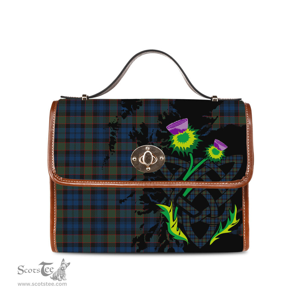 ScotsTee Shop Scottish Riddoch Clan Tartan Canvas Bag Celtic Knot and Thistle with Scotland Map Bag