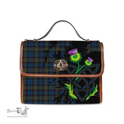 ScotsTee Shop Scottish Riddoch Clan Tartan Canvas Bag Celtic Knot and Thistle with Scotland Map Bag