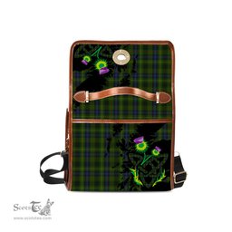 ScotsTee Shop Scottish Stewart Hunting Clan Tartan Canvas Bag Celtic Knot and Thistle with Scotland Map Bag