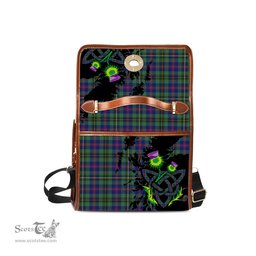 ScotsTee Shop Scottish Wood Modern Clan Tartan Canvas Bag Celtic Knot and Thistle with Scotland Map Bag